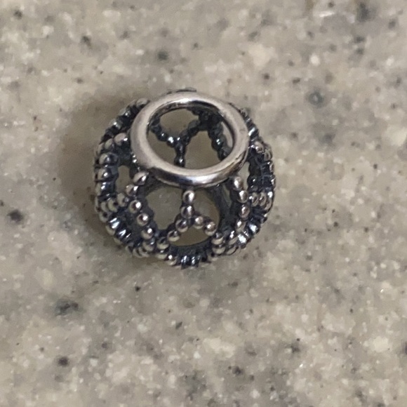 Pandora Silver Openwork Beaded Weave Cage Charm - Picture 7 of 9